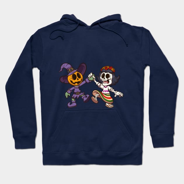 Halloween And Day Of The Dead Hoodie by TheMaskedTooner